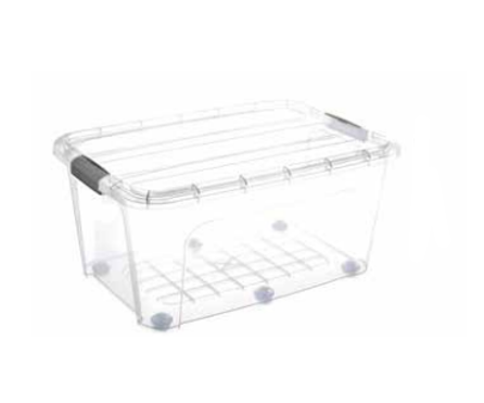 Clear Plastic Storage Box with 6 Wheels 75 Litre 0432