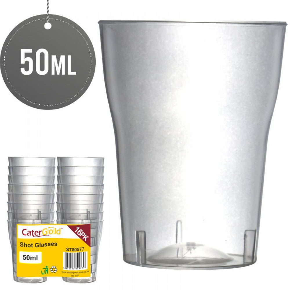 Reusable Plastic Shot Glasses 50ml Pack of 16 ST80577