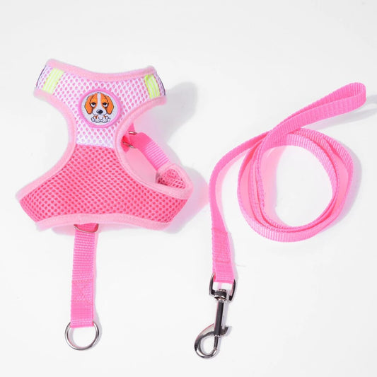 Dog Leash Reflective With Soft Harness Vest Size Small Assorted Colours 93cm 6710S