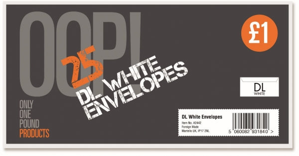 OOP! DL White Envelopes Pack of 25 A2442