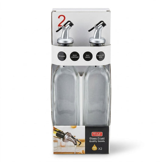 Glass Cruet Set 250ml Capacity, 2-Pack, 27x10x6cm, 440g Total Weight, SKU 8130
