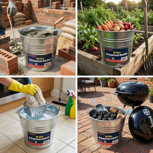 10 Litre Galvanised Builders Bucket – Heavy Duty Garden Storage, SKU 2931