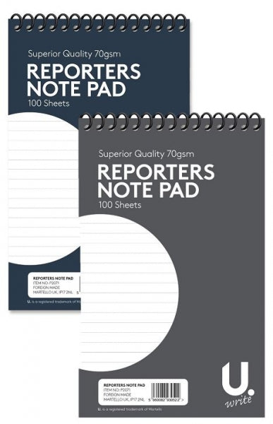 Reporters Writing Notepad 72 Pages 22 x 13 cm Assorted Colours P2071