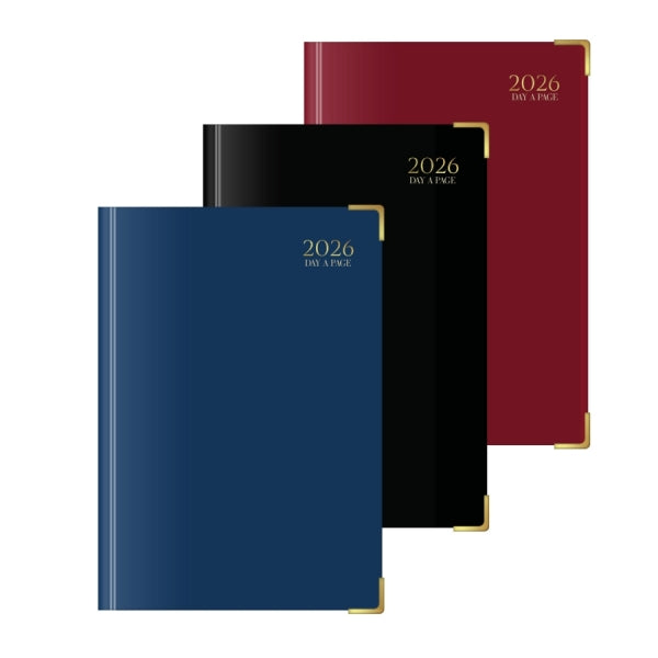 A4 Page a Day Classic Luxury Diary 2026 with Half Page Weekends P2185