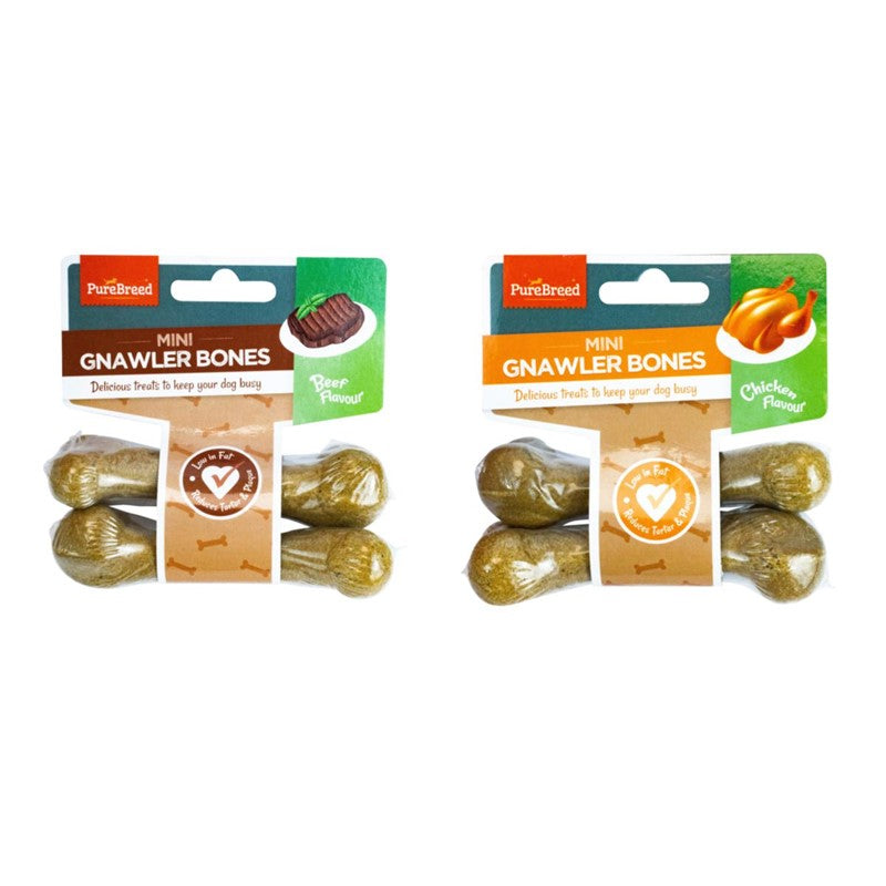 Pet Dog Treats Mini Gnawler Bones Pack of 2 (2 x 40g) Assorted Flavours 323614