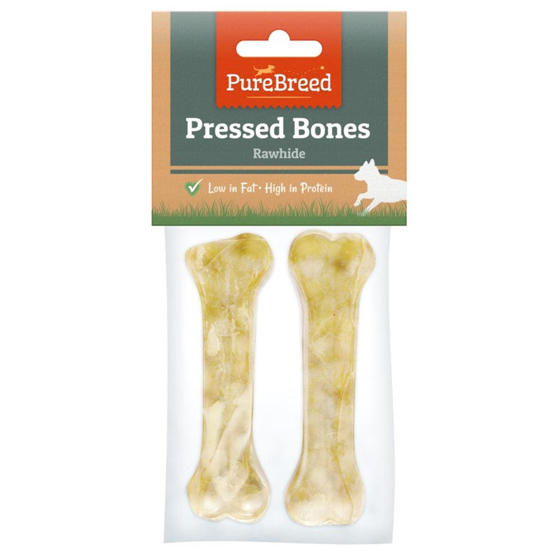 Pet Dog Treats Pressed Bones Rawhide 10cm Pack of 2 319638