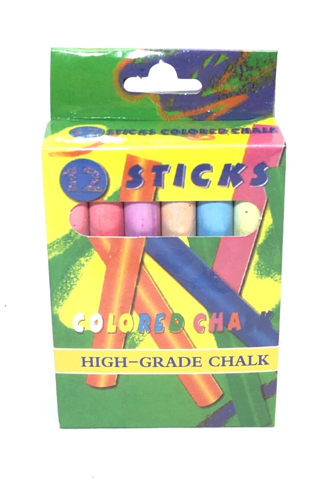 Coloured Chalk Sticks Pack of 12 Assorted Colours 9732