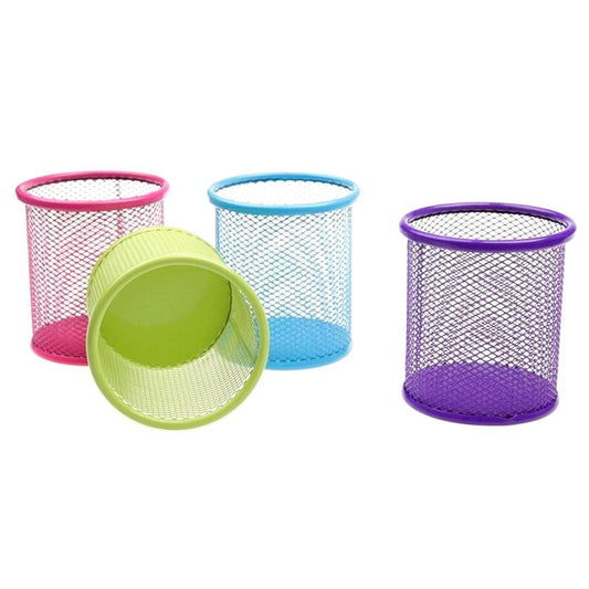 Metal Mesh Stationery Pen Holder 9.8 x 9 cm Assorted Colours 0014
