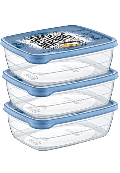 Hobby Trend Rectangular Plastic Food Storage Container 1.2 Litre Pack of 3 Assorted Colours 020907