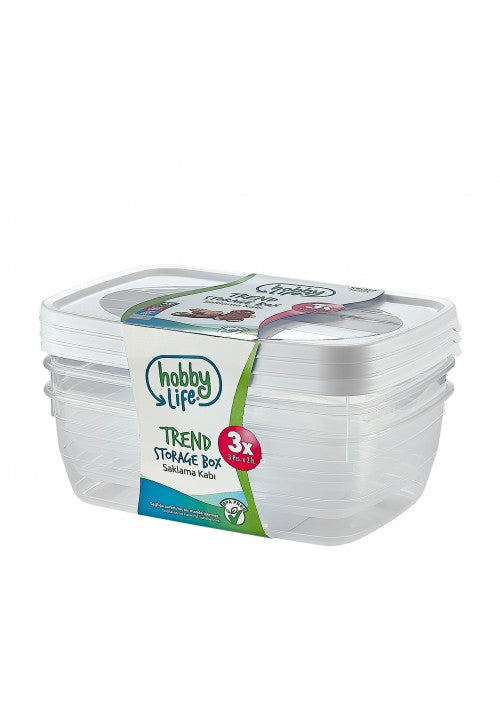 Hobby Trend Rectangular Plastic Food Storage Container 2 Litre Pack of 3 Assorted Colours 021017