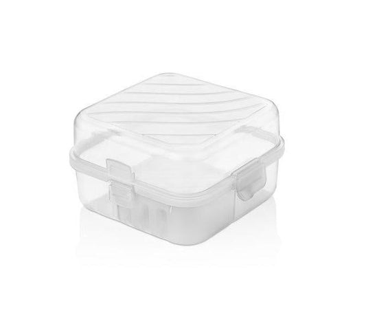 Hobby Plastic Square 2 Compartment Food Storage Container Lunch Box 14 x 14 x 9cm Assorted Colours 021164