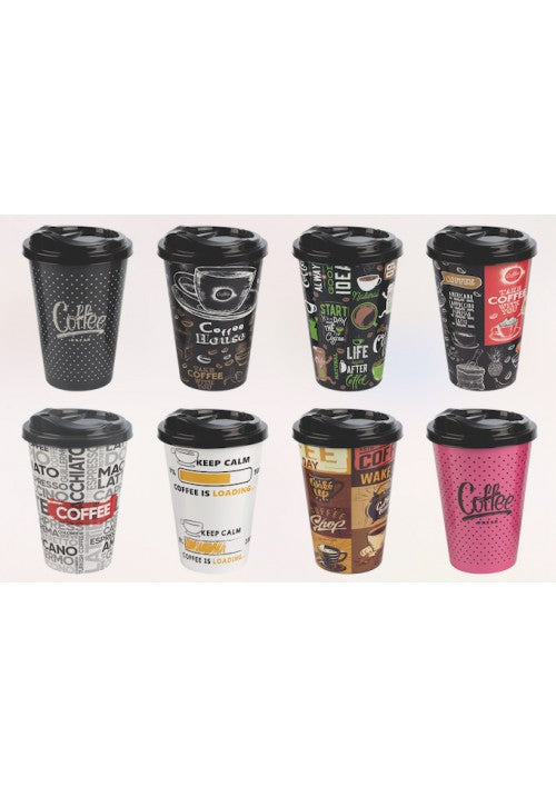 Hobby Plastic Reusable Travel Coffee Cup 450ml Assorted Designs 031273