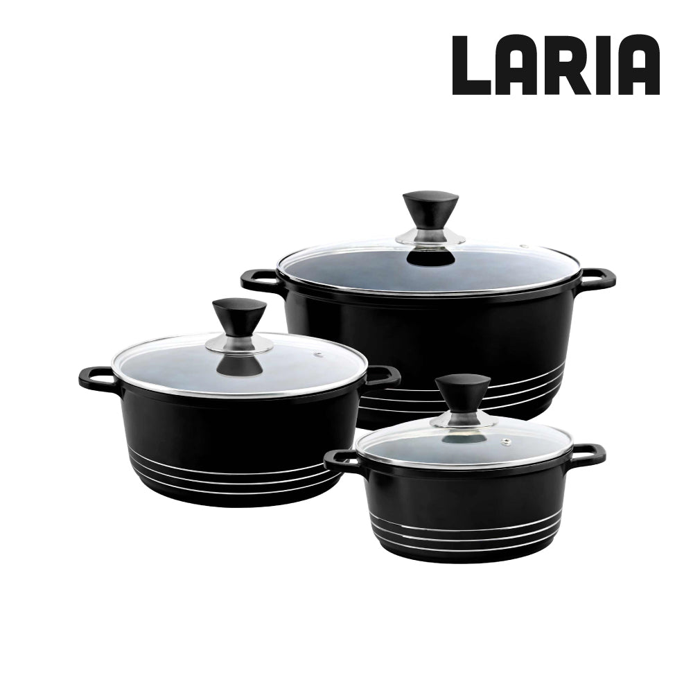 Laria Non Stick Die Cast Stockpot Pan Set 3pcs Black 10181 / AA2209