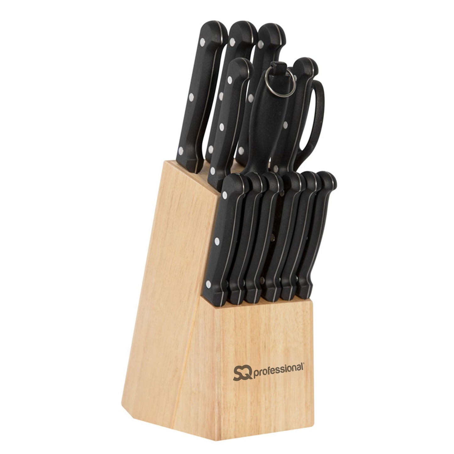 SQ Professional Stainless Steel Knife Set of 14 including Block and Scissors 10941