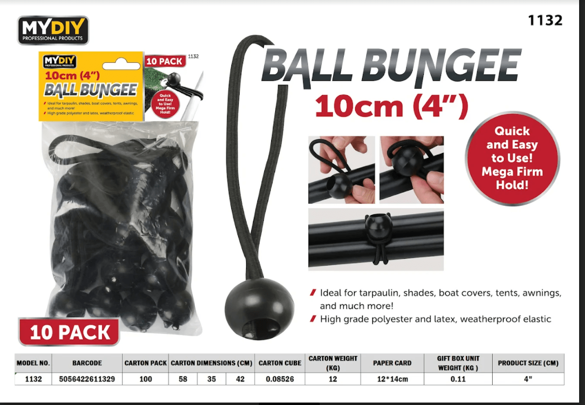 4" Ball Bungee Ties Pack of 10 1132