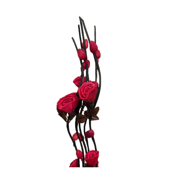 Long Stem Floral Twigs Home Decoration with Folded Rose Flowers 156cm Assorted Colours 1246