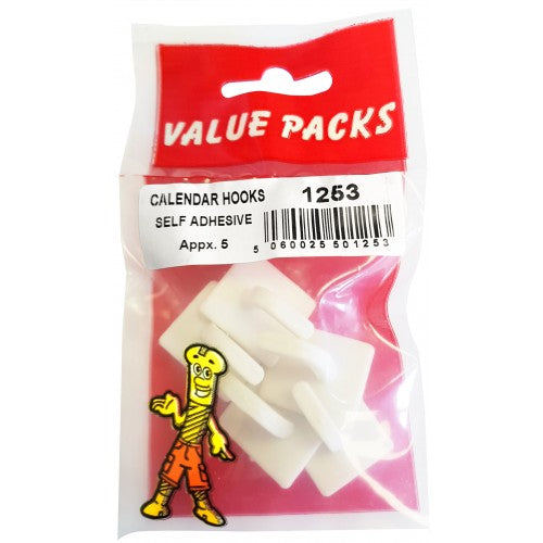 Value Pack White Calendar Hooks Pack of 5 1253