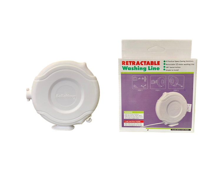 Outdoor Garden Retractable Washing Line Reel Single Line 12 Metre 13.5 x 14 x 3.5cm 12MS / 4855 A