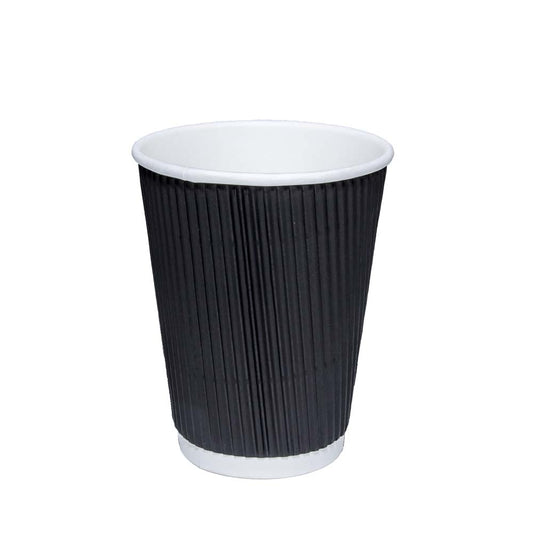 Black Ripple Paper Cups 12oz Pack of 20 RB1220