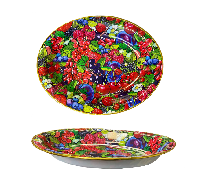 Plastic Oval Coffee Tea Serving Tray with Printed Design 45cm x 35 x 5cm Assorted Designs 1387