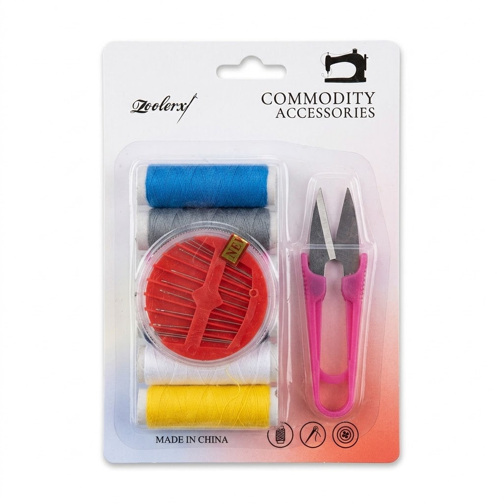 Sewing Kit Pack of 8 – Needles, Thread Snips &amp; 6 Assorted Colour Threads, SKU 7098