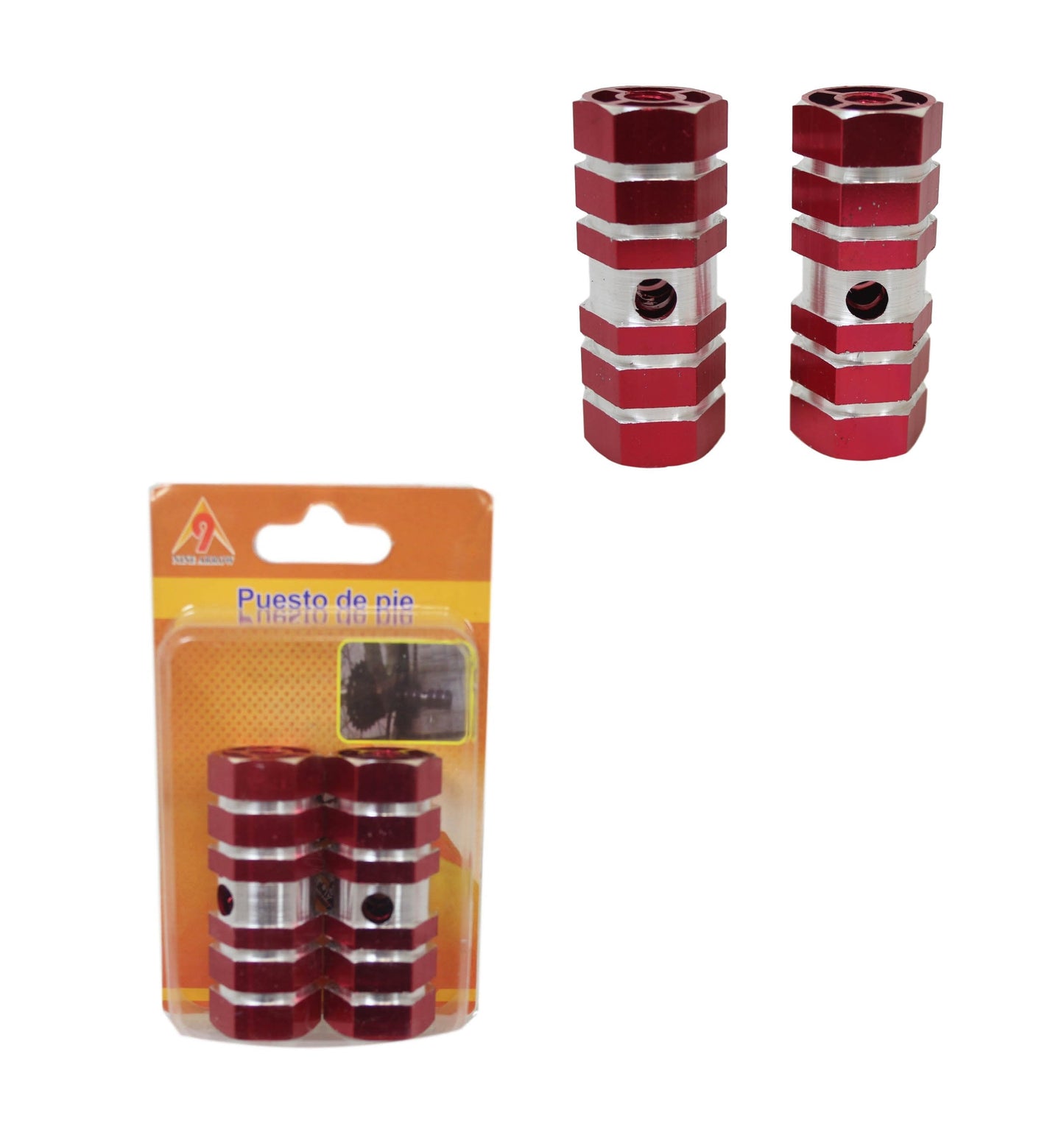 Aluminium Striped Bike Bicycle Pedal Foot Rest Axle Peg 7 x 2.3cm Pack of 2 Assorted Colours 1861