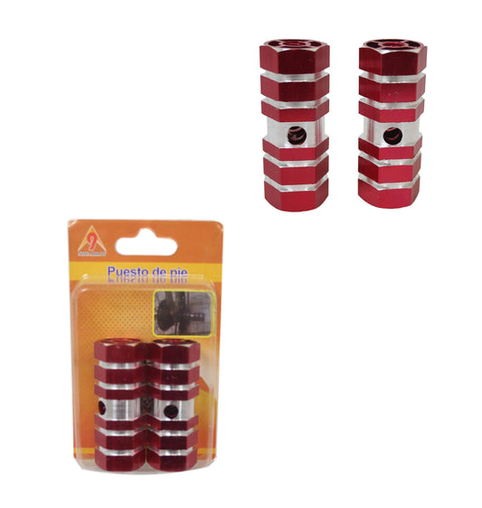 Aluminium Striped Bike Bicycle Pedal Foot Rest Axle Peg 7 x 2.3cm Pack of 2 Assorted Colours 1861