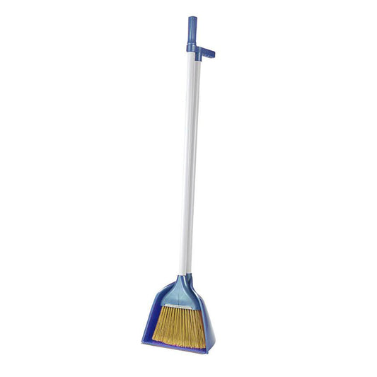Plastic Long Handle Dustpan and Brush Set Assorted Colours ZP129