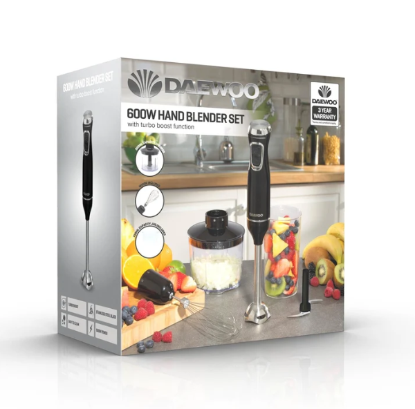 600W Hand Blender Set with Turbo Boost – Daewoo SDA1622GE