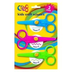 Cre8 Kids Craft Scissors 3 Pack Assorted Cutting Edges 21x14x1cm 63g SKU P2380