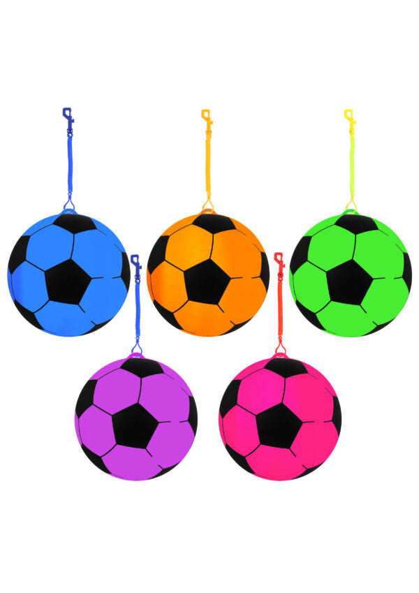 PVC Football with Hook and Spiral Keychain 22cm Assorted Colours R38658