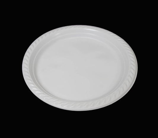 9" Reusable White Plastic Plate Pack of 12 THL2460