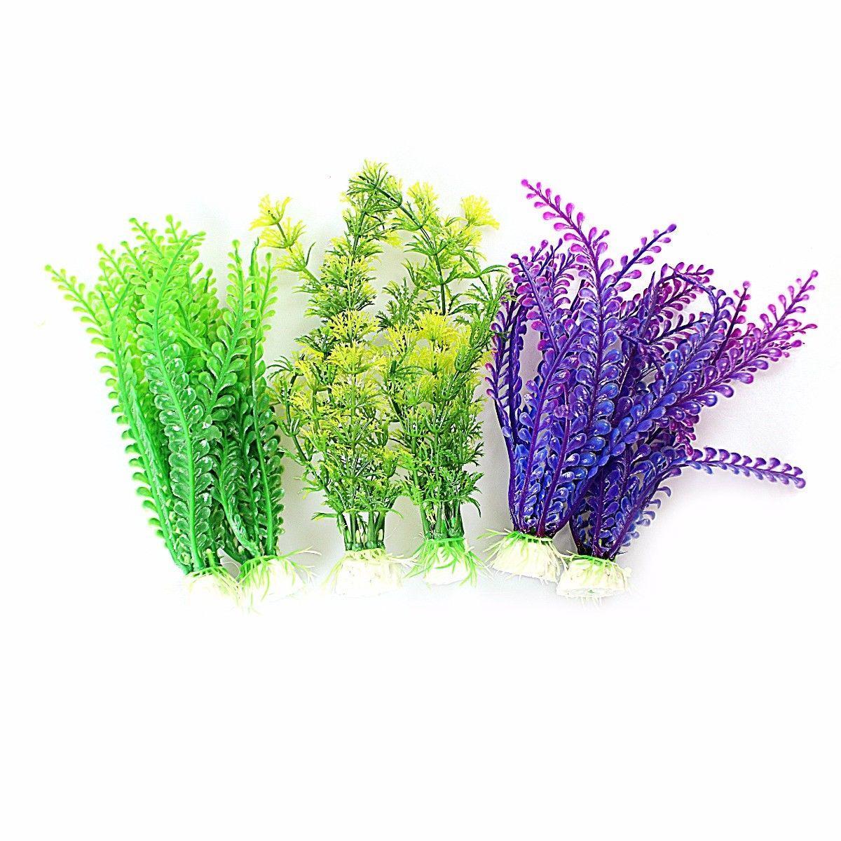 Artificial Plastic Aquarium Fish Tank Fern Algae Plant Decoration 18-20cm Pack of 2 Assorted Colours 0823