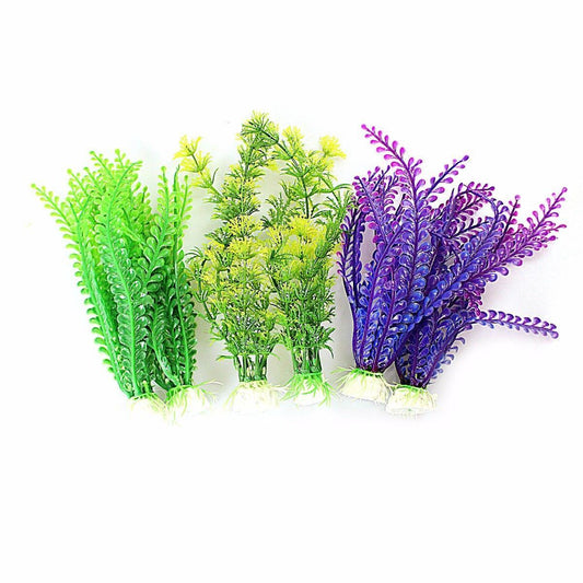 Artificial Plastic Aquarium Fish Tank Fern Algae Plant Decoration 18-20cm Pack of 2 Assorted Colours 0823