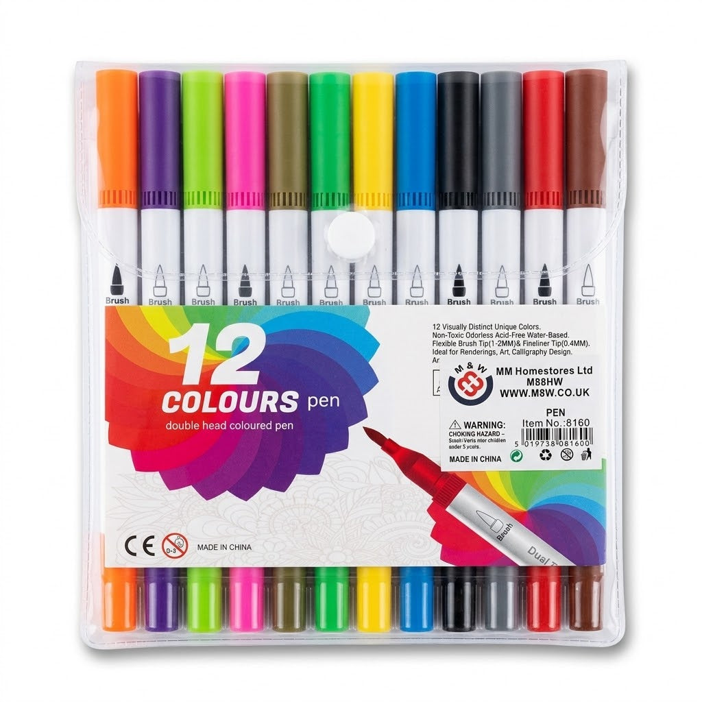 12 Dual Double Head Coloured Tip Art Marker 17x14x2cm 90g SKU 8160