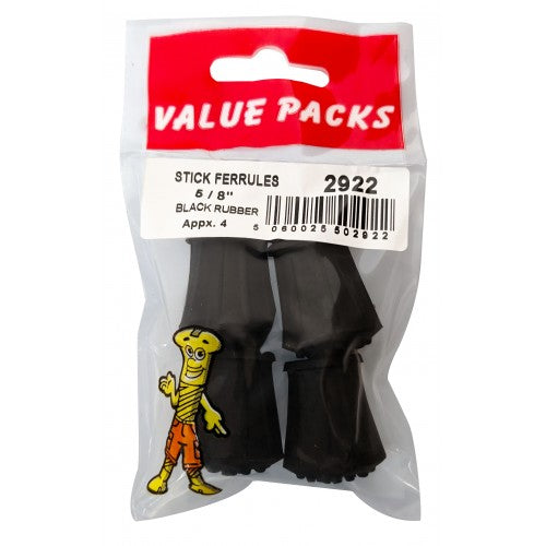 Rubber Walking Stick Ferrules 5/8'' Pack of 4 Black 0292 / 2922