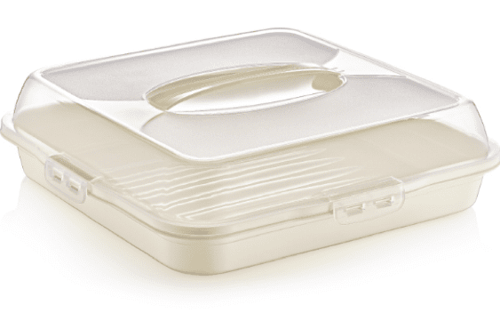 Plastic Square Cake Pastry Party Brownie Tray Storage Carry Box with Cover Assorted Colours D30308