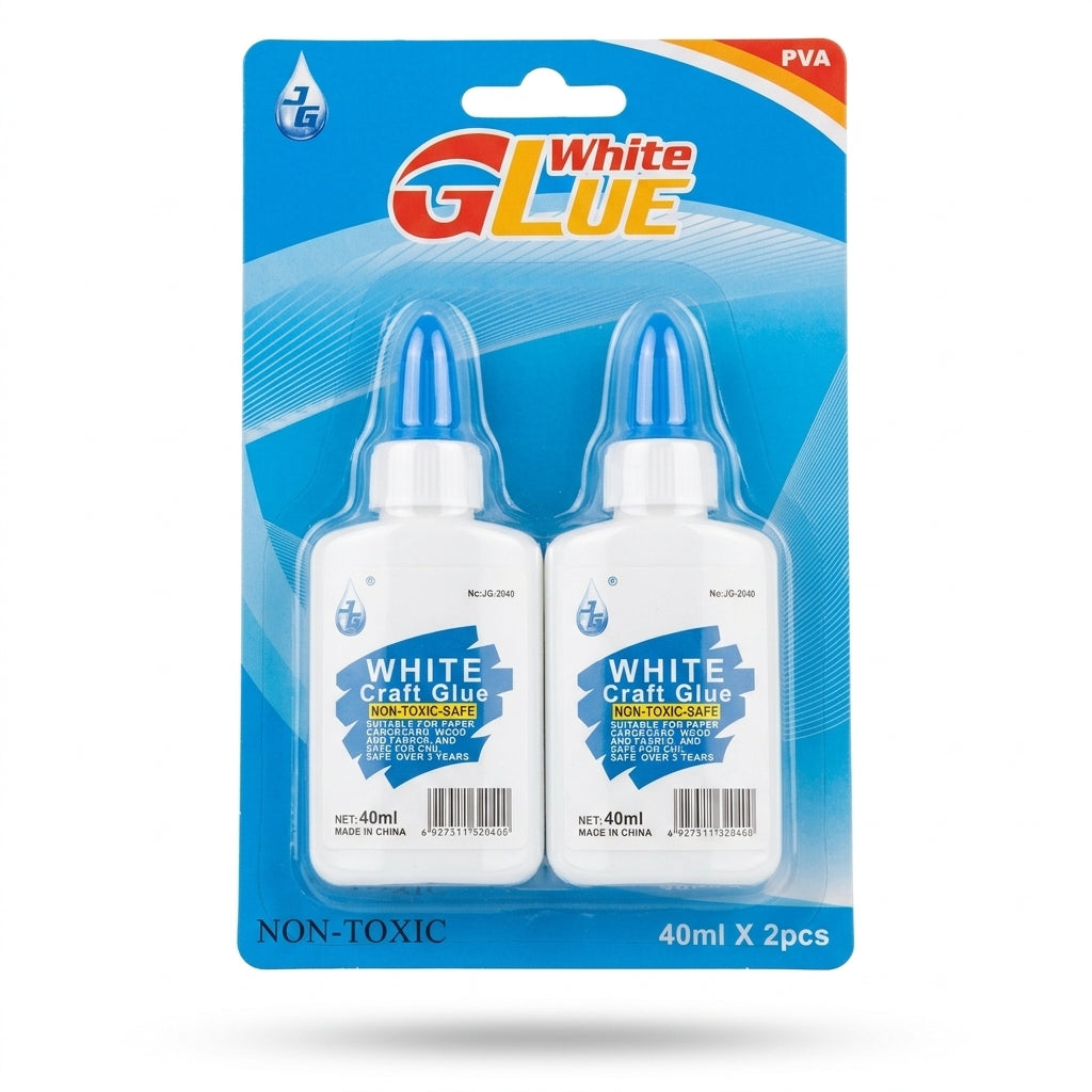 White Craft Glue 2-Pack Set, 40ml Bottles, Fast-Drying Formula
