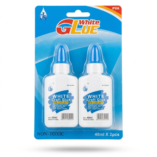 White Craft Glue 2-Pack Set, 40ml Bottles, Fast-Drying Formula