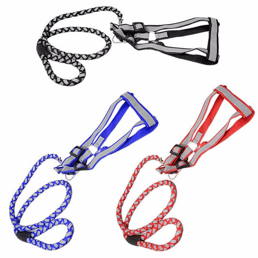 Reflective Dog Leash lead with Harness 100 cm Assorted Colours 0077