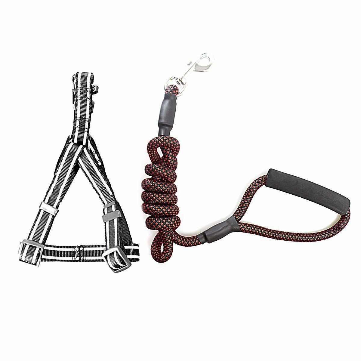 Reflective Nylon  Dog Leash lead with Harness Assorted Colours 4266