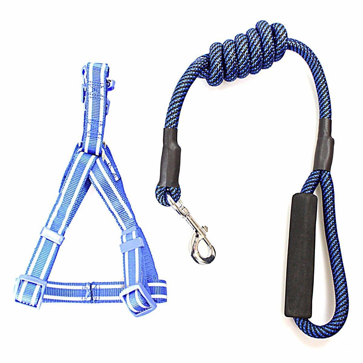 Reflective Nylon  Dog Leash lead with Harness Assorted Colours 4266