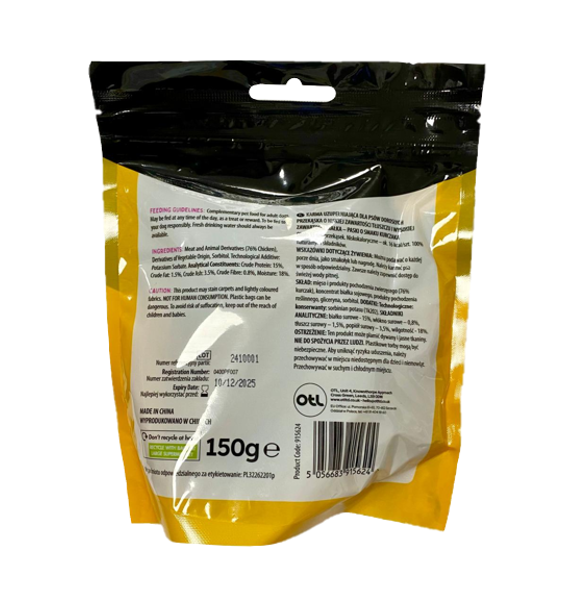 Pet Dog Treats Delicious Protein Strips Chicken Flavour 150g 323891