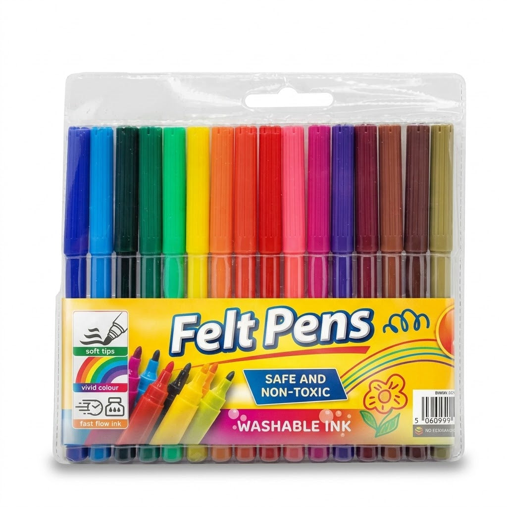 Felt Tip Pens – Vibrant Colours, Smooth Writing, Professional Quality – SKU STK1