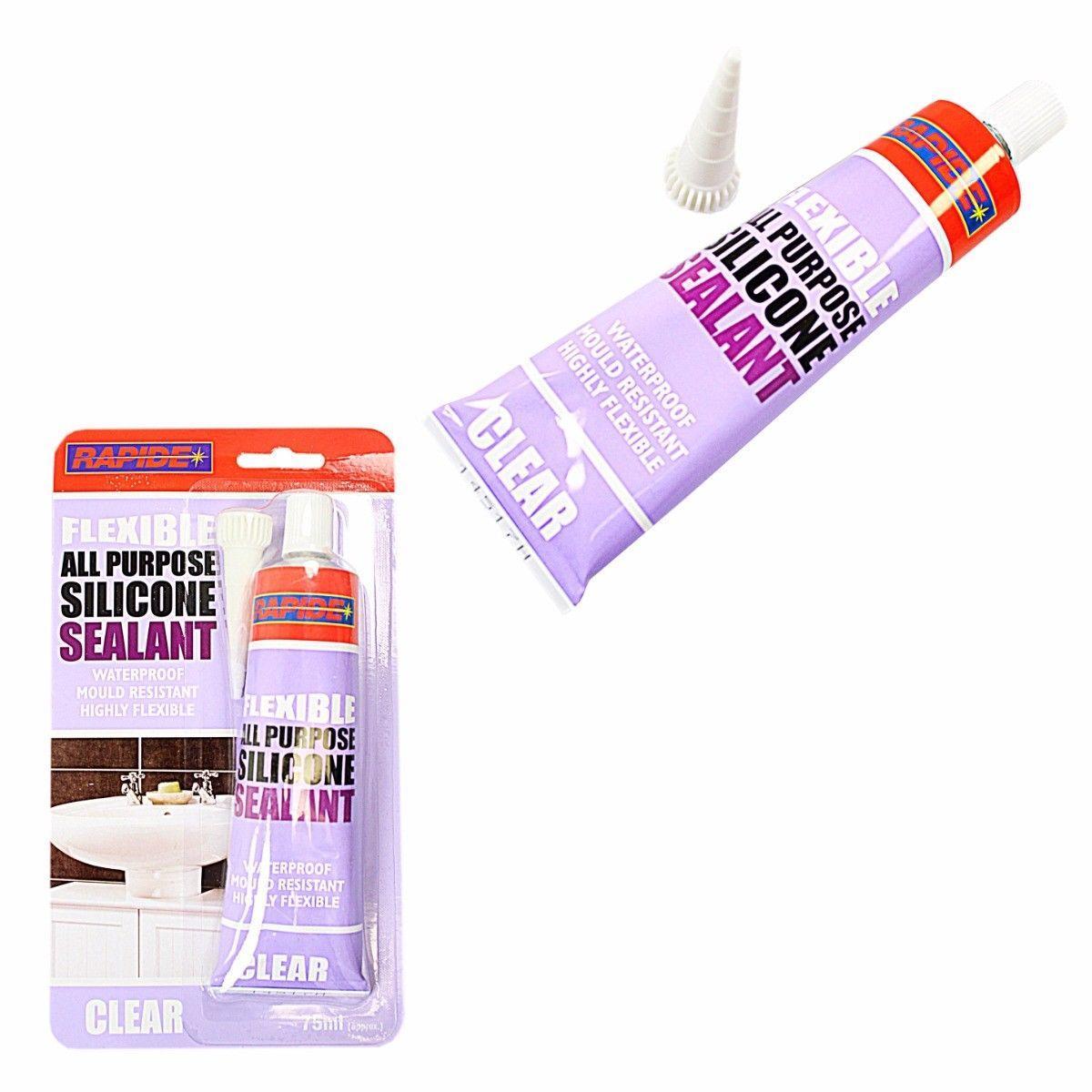 Rapide Clear Flexible All Purpose Silicone Sealant Waterproof Mould Resistant 75ml 5568