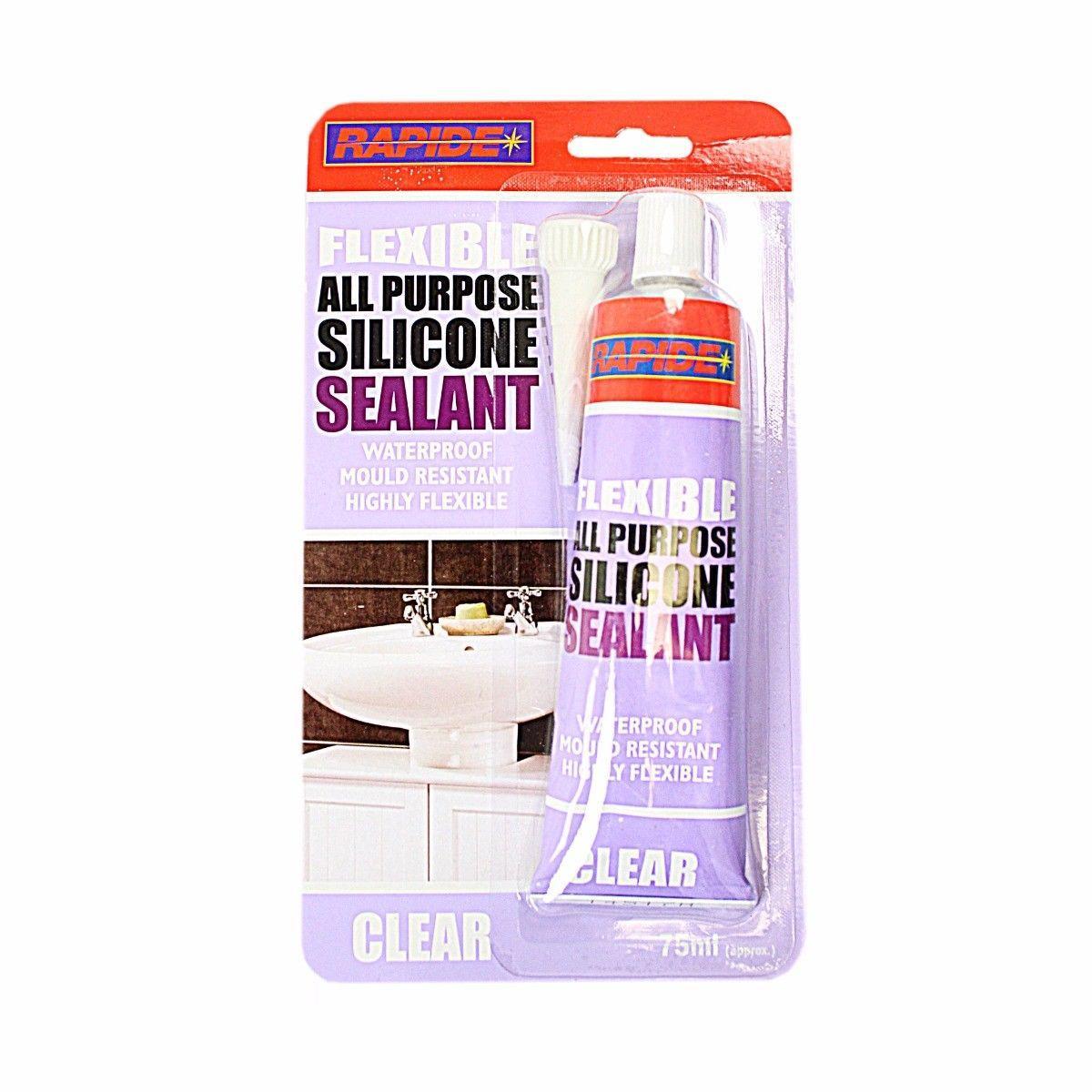 Rapide Clear Flexible All Purpose Silicone Sealant Waterproof Mould Resistant 75ml 5568