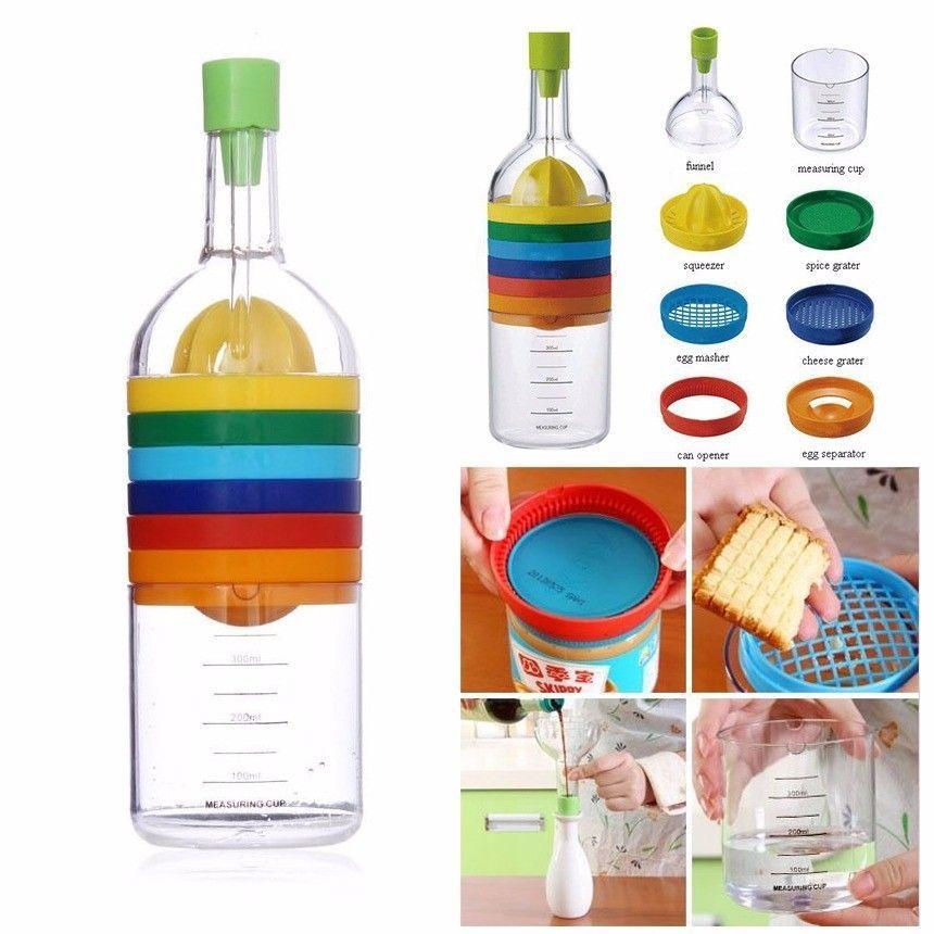 Plastic 8 in 1 Kitchen Bottle Shaped Bar Cocktail Utensil Set 2501