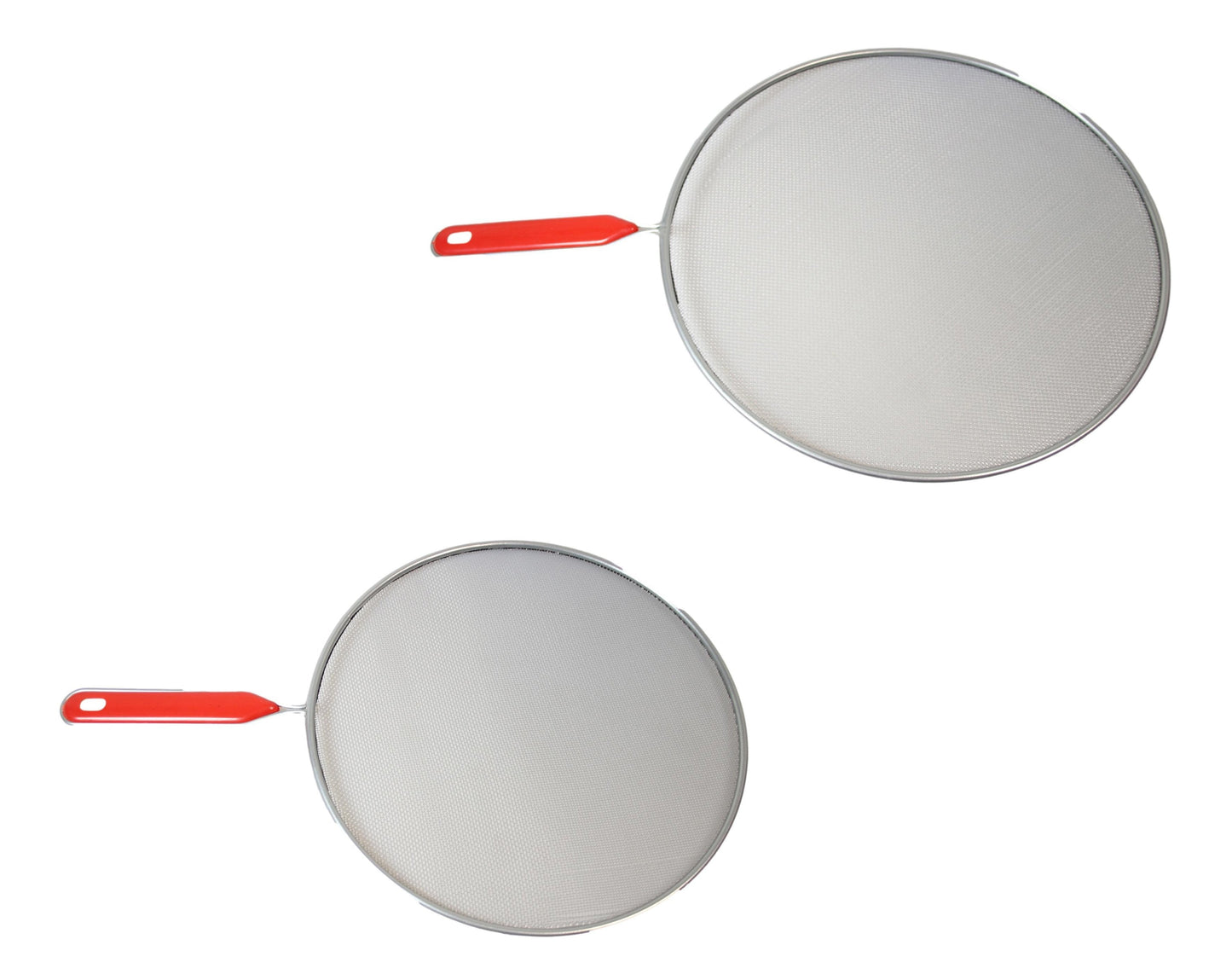 Metal Mesh Splatter Screen Cover Guard with Handle Silver Set of 2 9785 / 3412