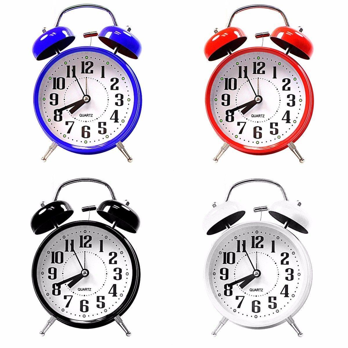 Twin Bell Bedroom Alarm Clock 13.5 x 10 x 5.7 cm Assorted Colours 4815