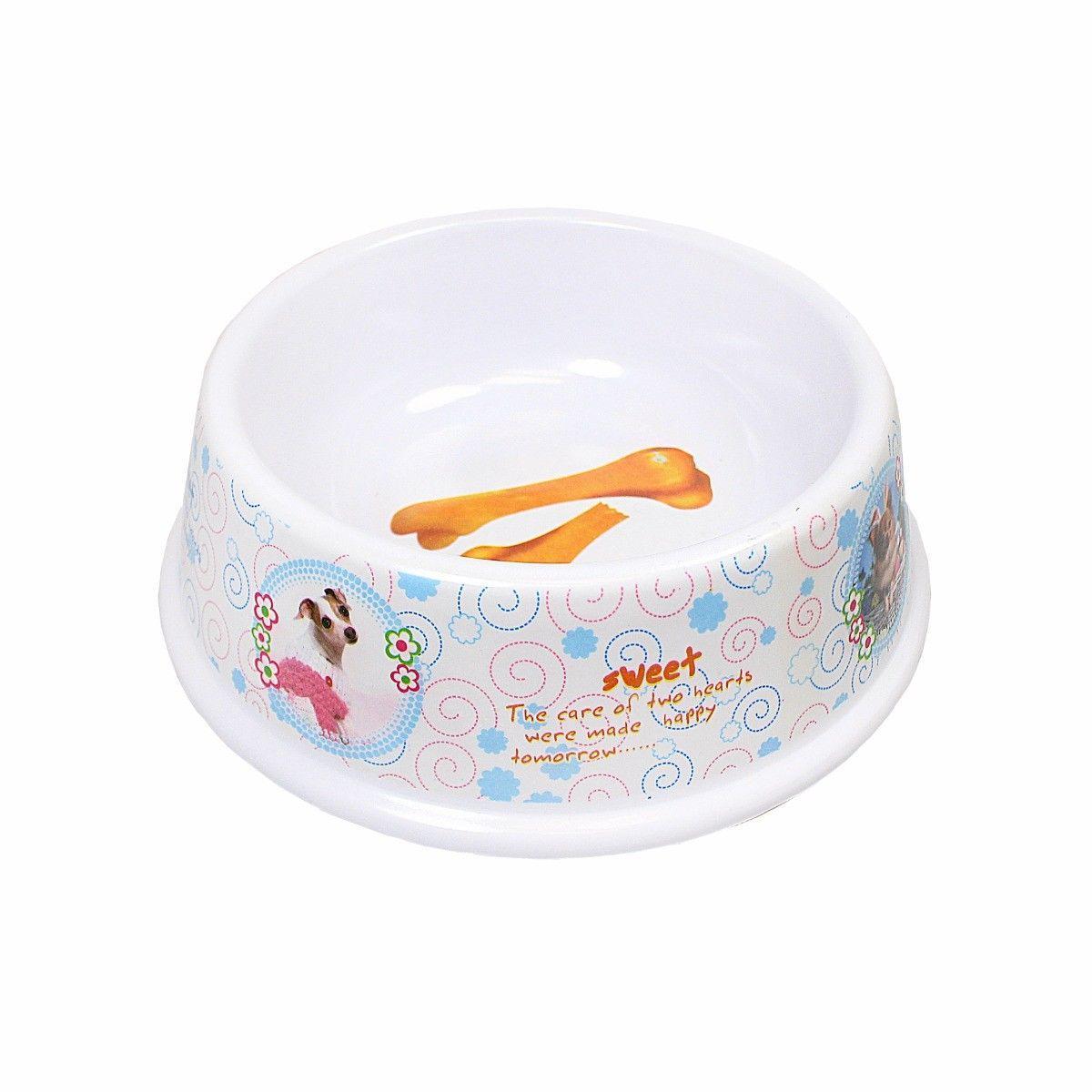 Plastic Dog Feeding Bowl With Printed Dog Bone Pets 17cm x 8cm 0069